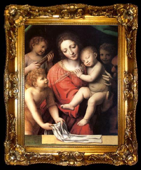 framed  Bernadino Luini The Virgin Carrying the Sleeping Child with Three Angels (mk05), ta009-2